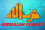 Abgebildet ist das Logo der Türkischen Hizbullah mit dem entsprechenden arabischen Schriftzug, unter dem in Großbuchstaben steht: Hizbullah Cemaati.