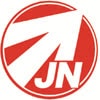 Abgebildet ist das Logo der Jungen Nationaldemokraten Hessen. In einem roten Kreis befinden sich ein großer weißer Pfeil und ebenso in weiß die Buchstaben JN.